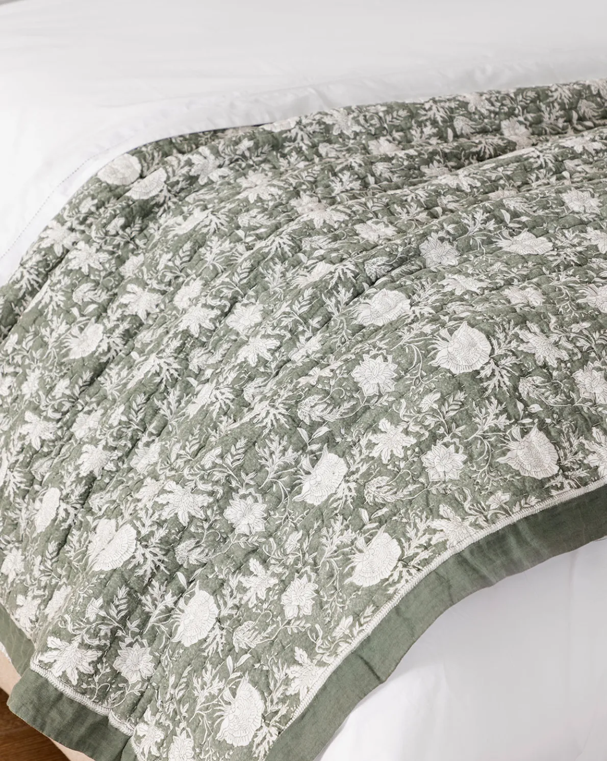 Audrey Sage Block Print Quilt