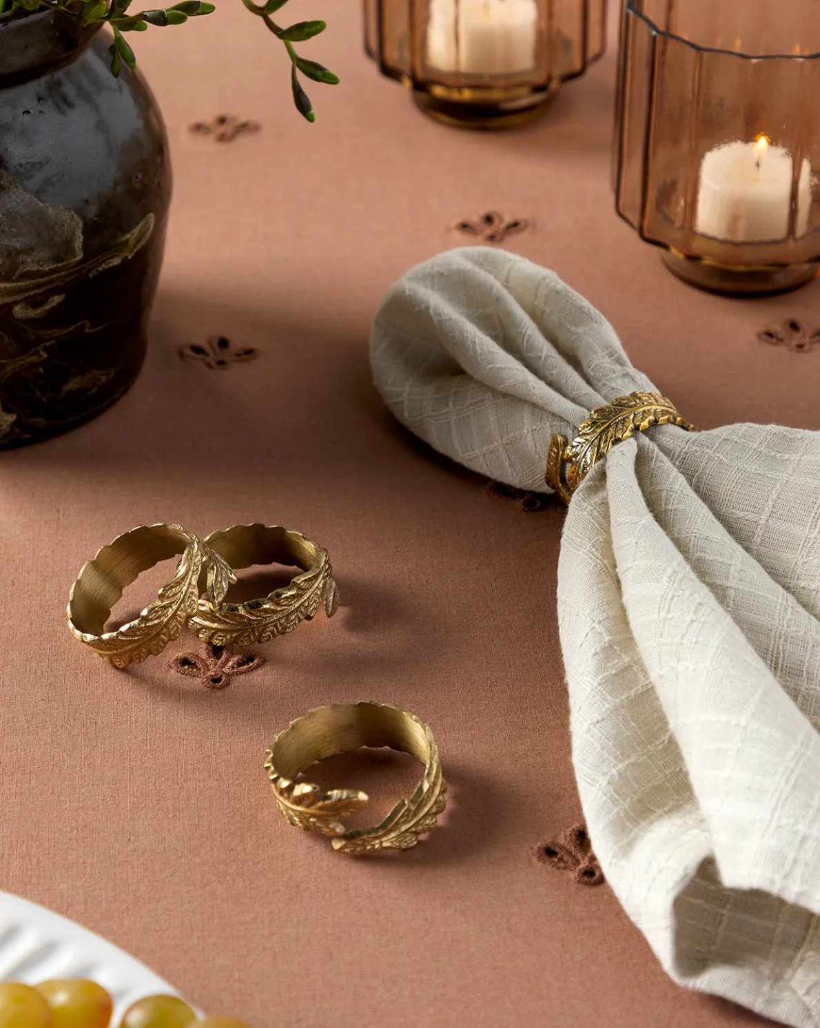 Botanical Brass Napkin Ring (Set of 4)