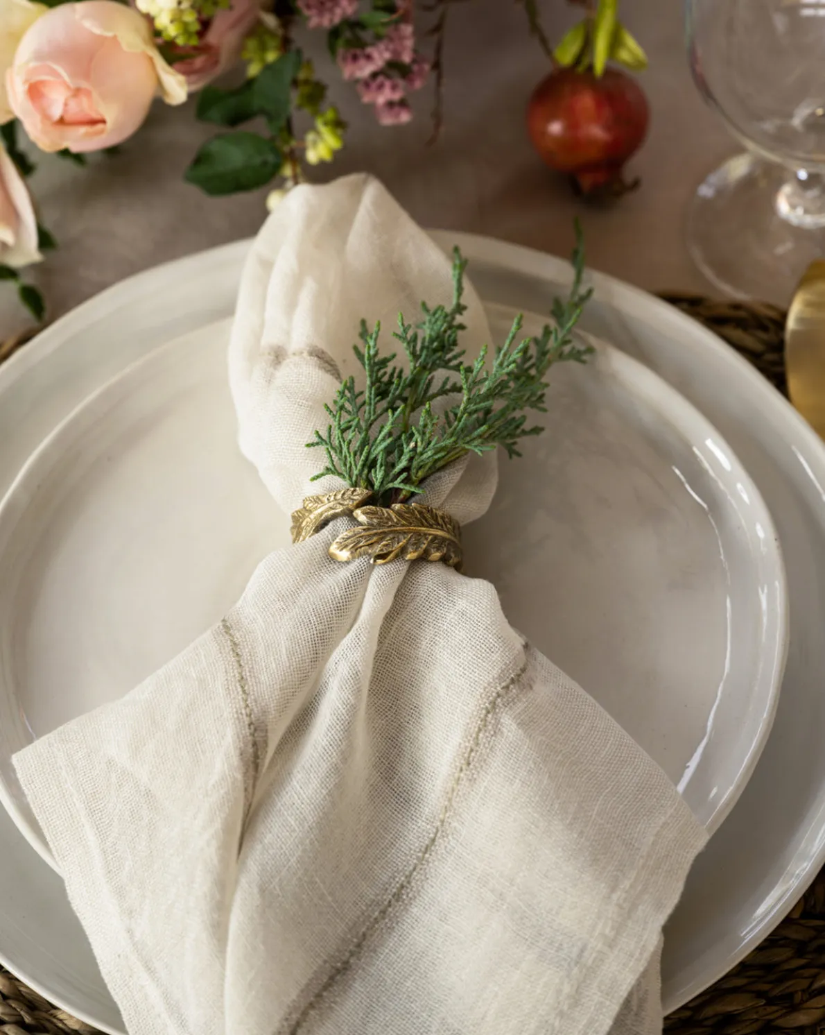 Botanical Brass Napkin Ring (Set of 4)