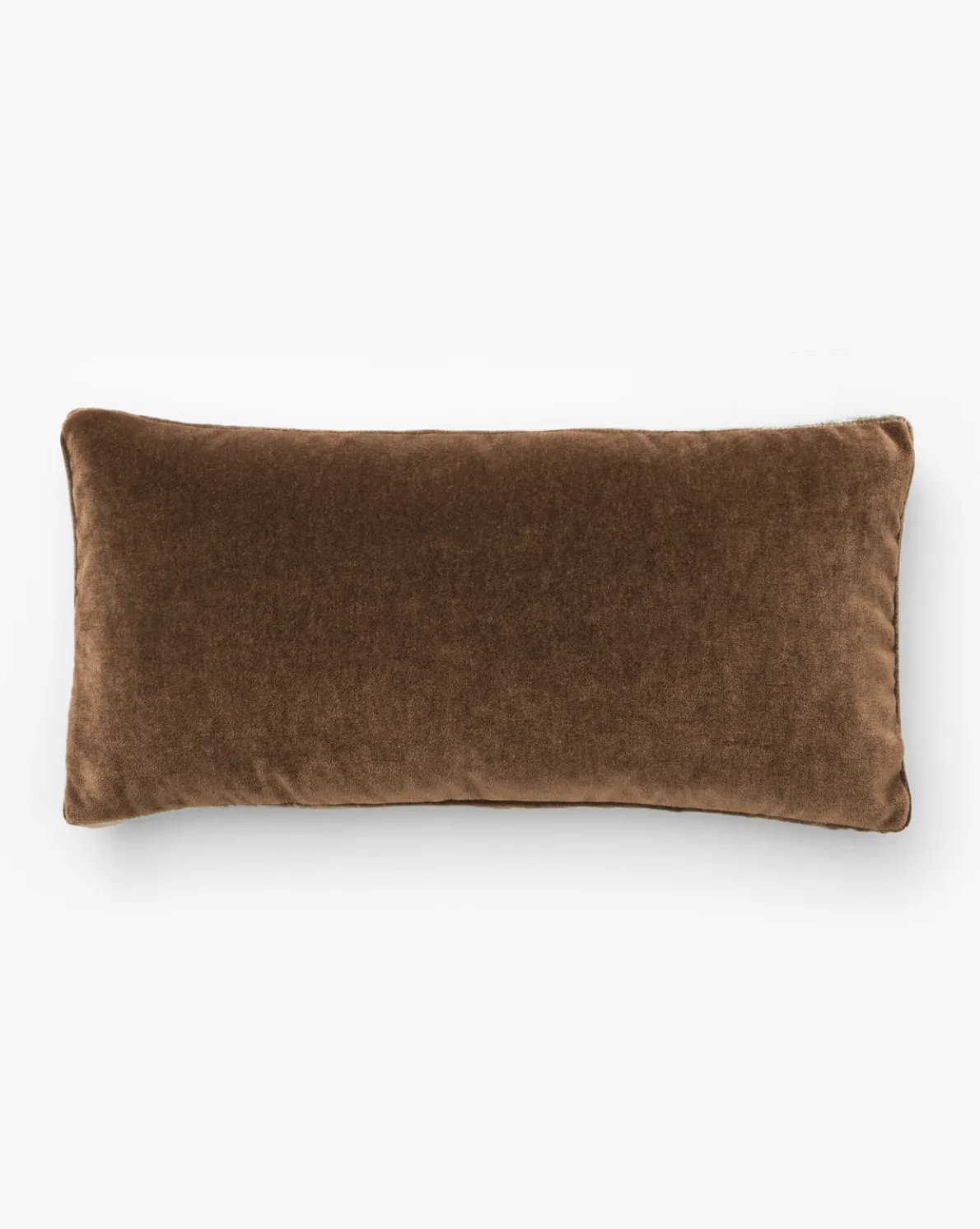 Brown Mohair Pillow with Velvet Stripe