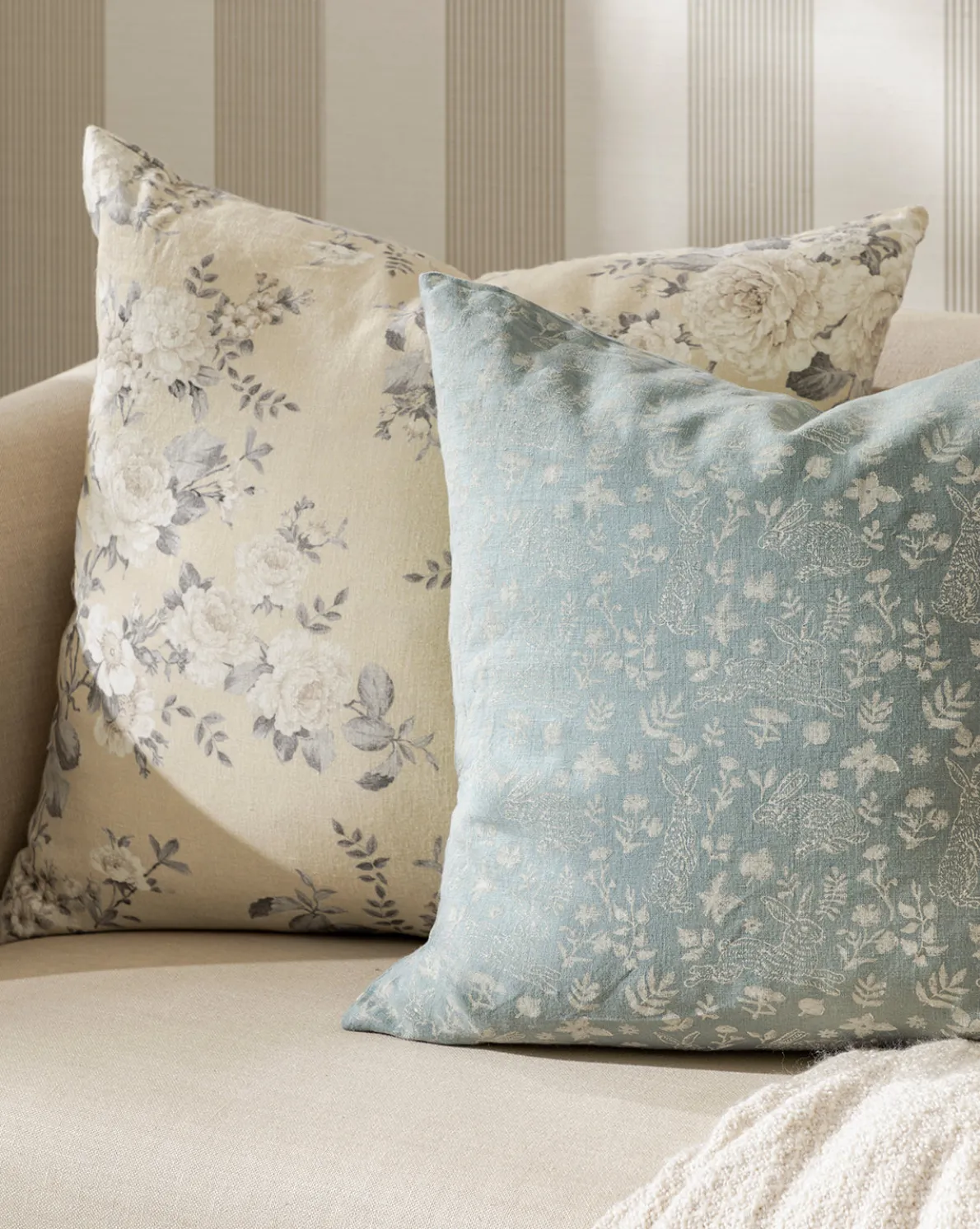 Bunny Blockprint Pillow Cover