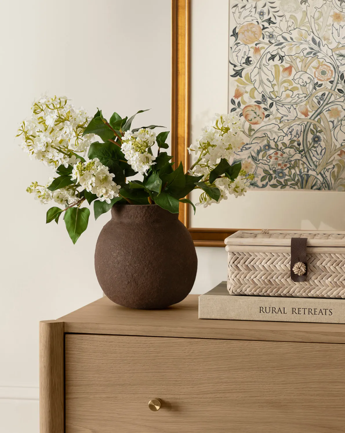 Faux White Lilac Stem