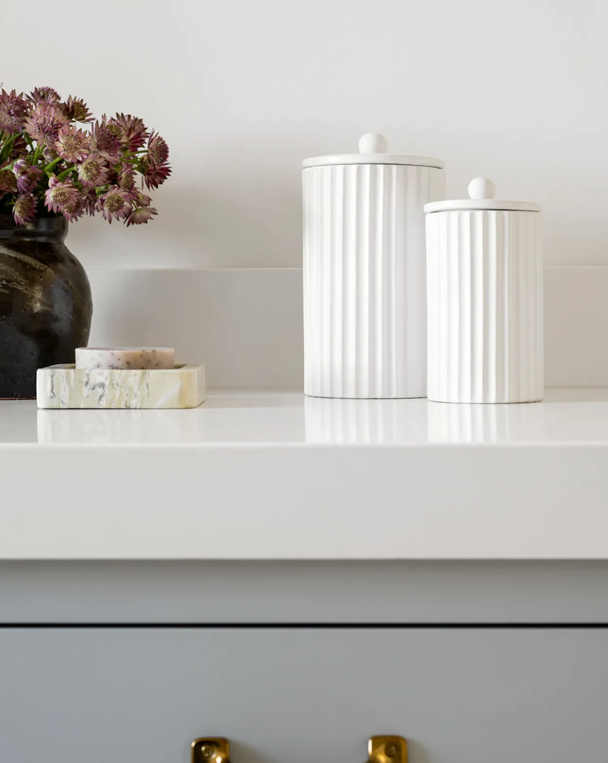 Fluted Lidded Bathroom Canister