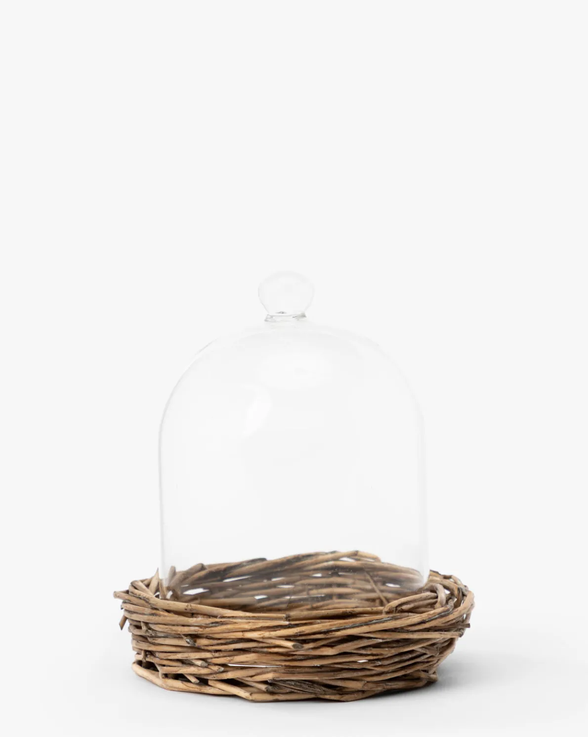 Glass Cloche with Woven Base