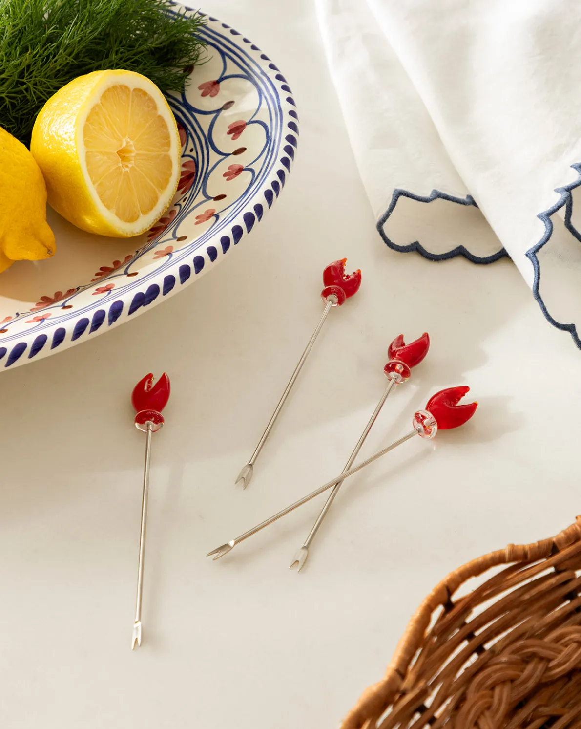 Glass Lobster Claw Picks (Set of 4)