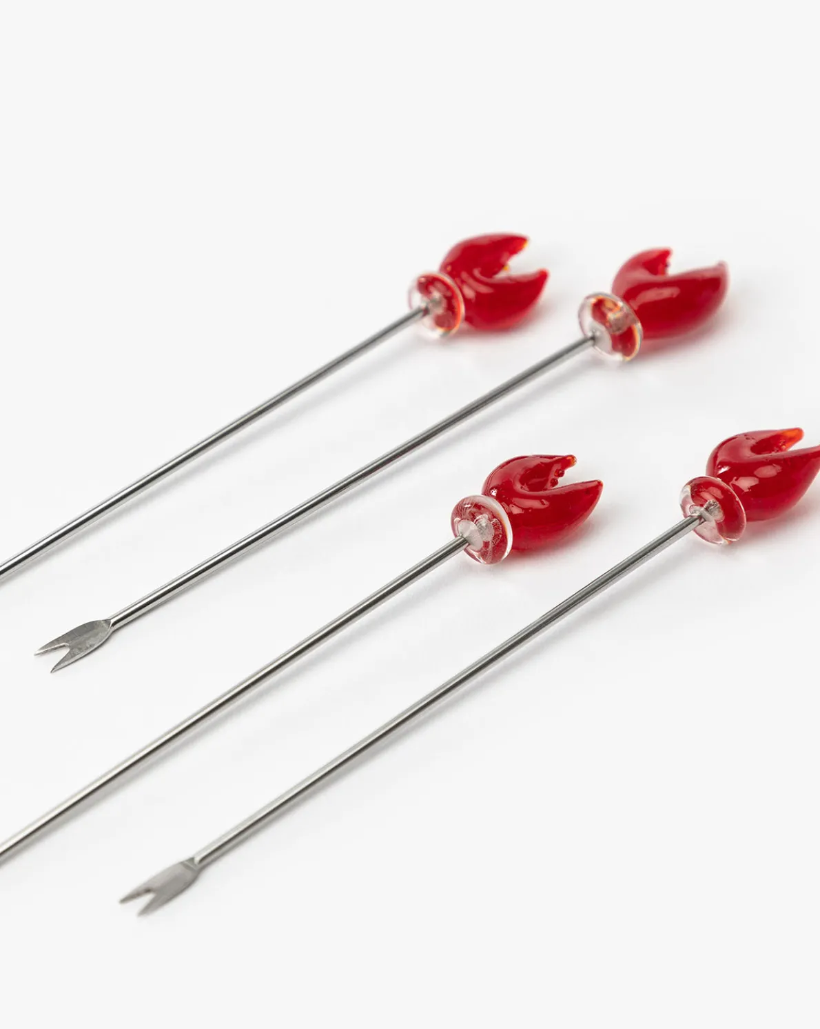 Glass Lobster Claw Picks (Set of 4)