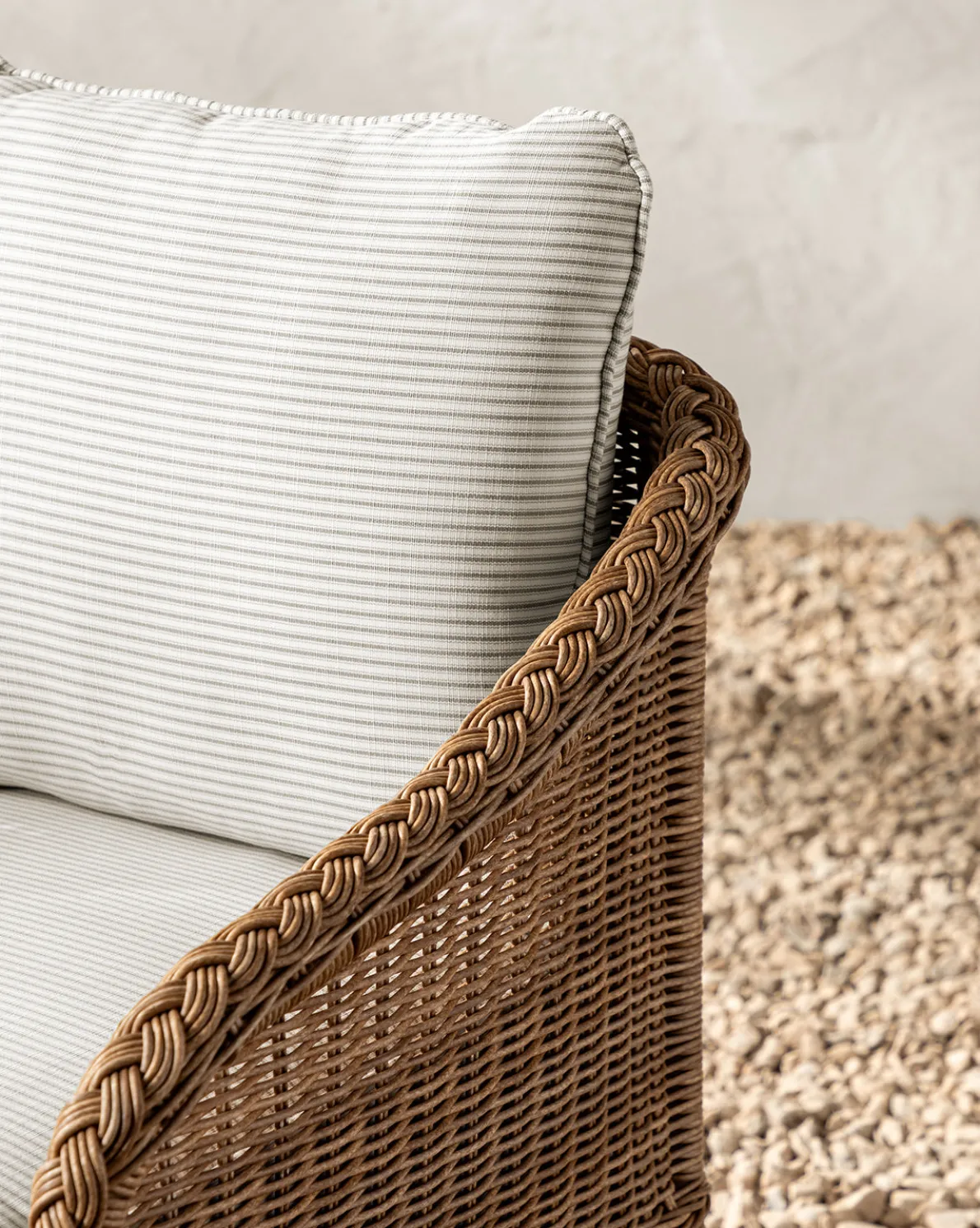 Haviland Outdoor Dining Chair with Perennials Taupe Stripe