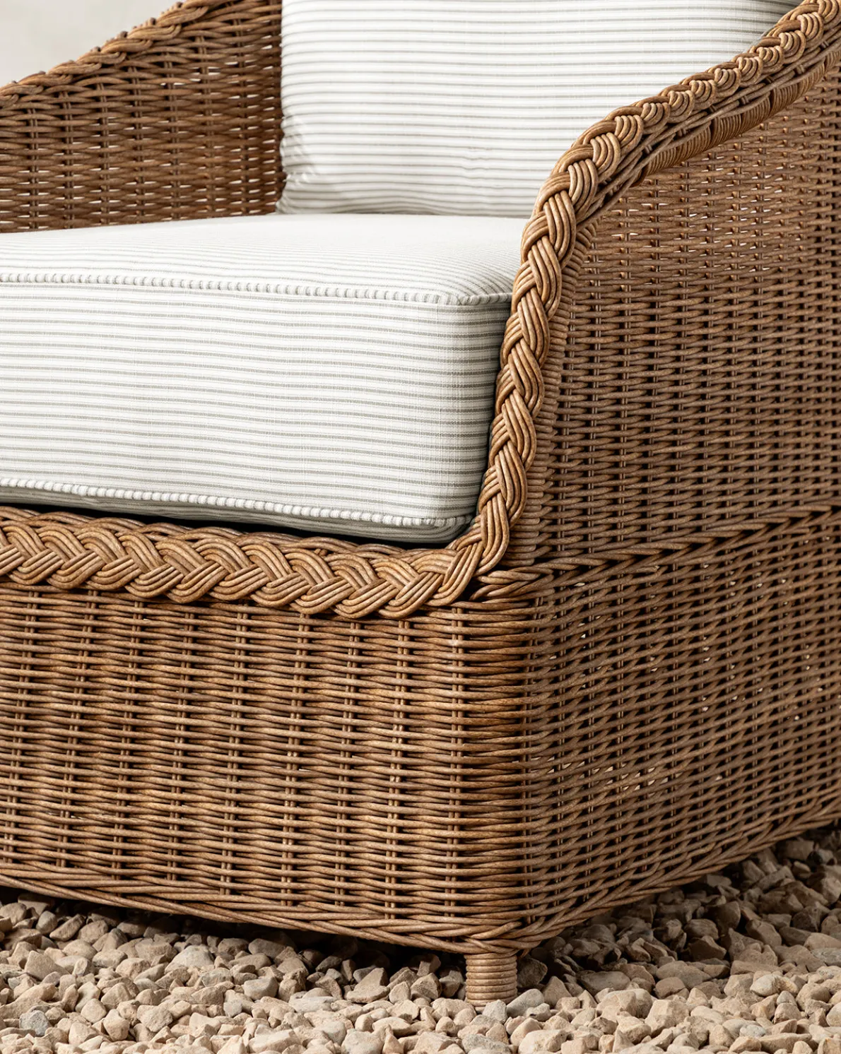 Haviland Outdoor Dining Chair with Perennials Taupe Stripe