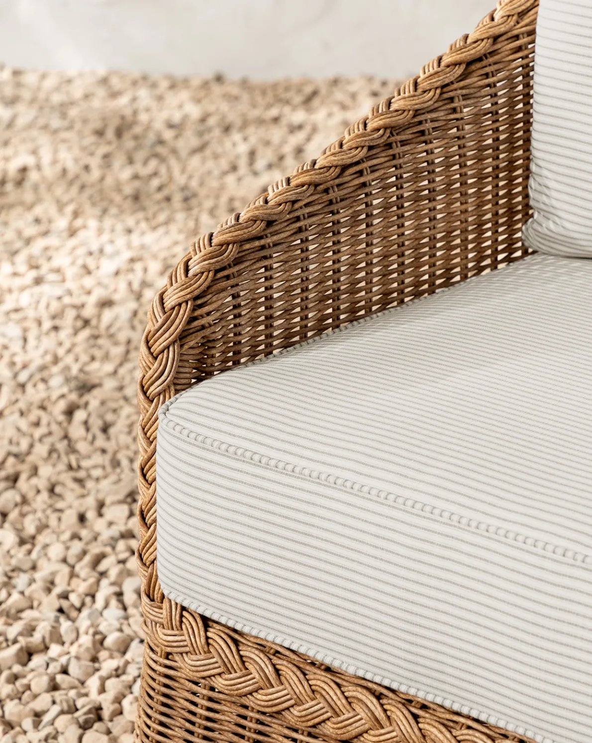 Haviland Outdoor Dining Chair with Perennials Taupe Stripe