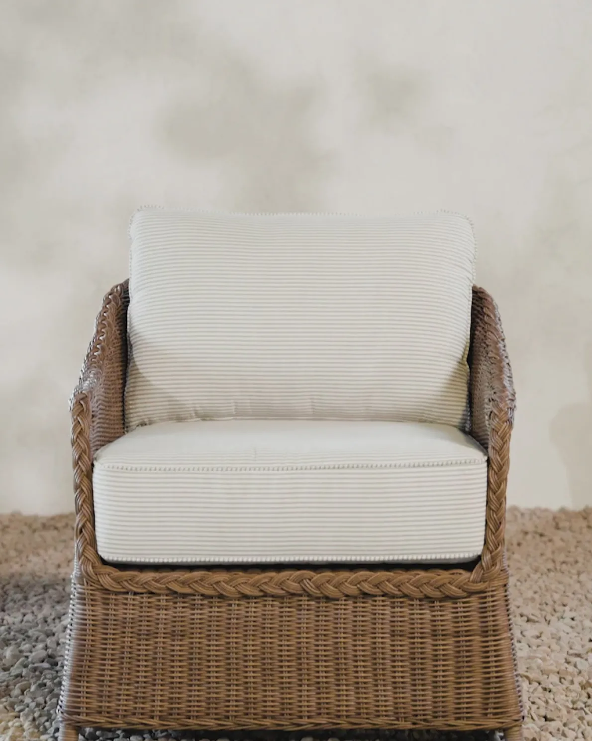 Haviland Outdoor Lounge Chair with Perennials Taupe Stripe