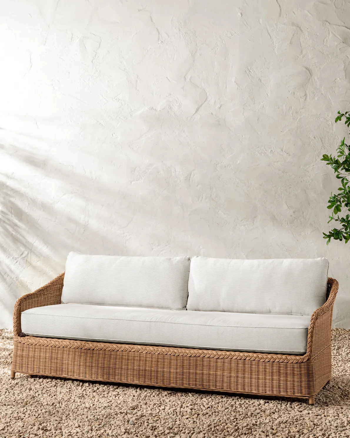 Haviland Outdoor Sofa with Perennials Taupe Stripe 88