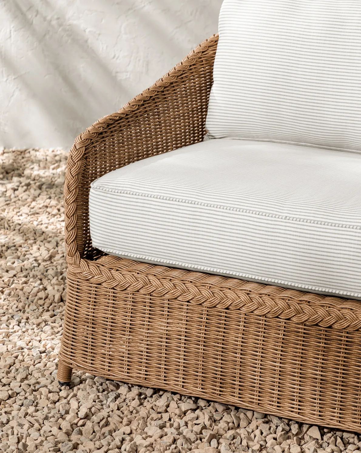 Haviland Outdoor Sofa with Perennials Taupe Stripe 88