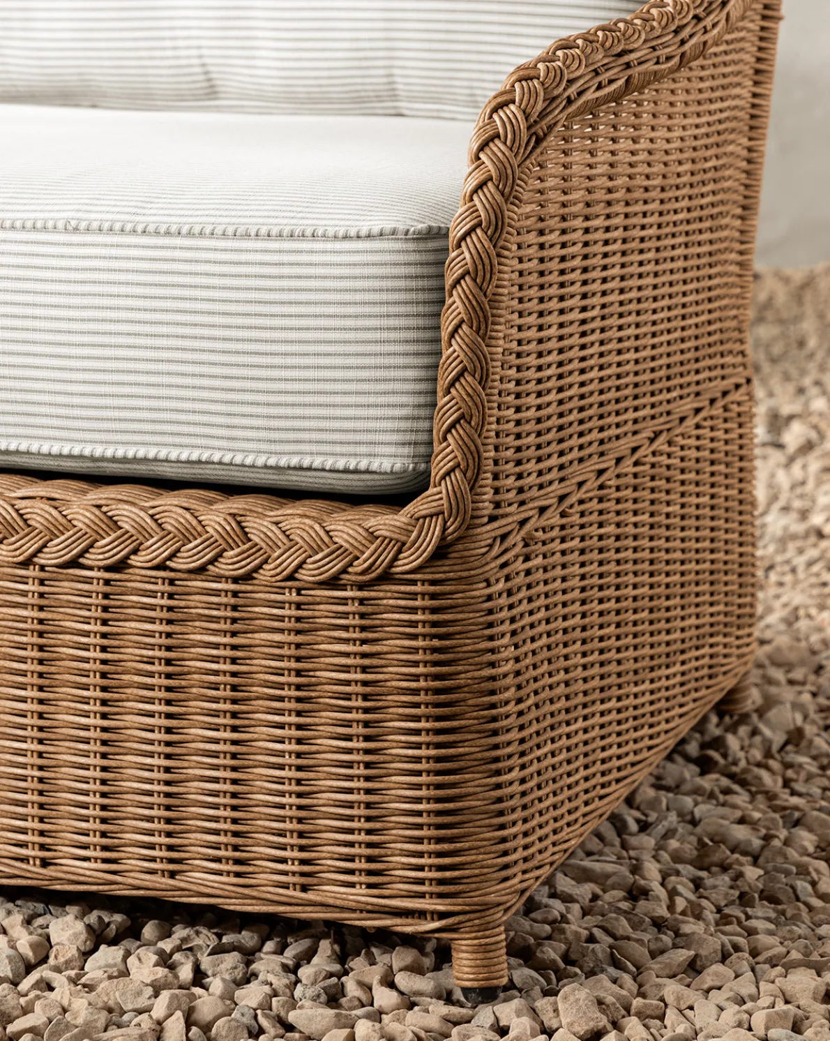 Haviland Outdoor Sofa with Perennials Taupe Stripe 88