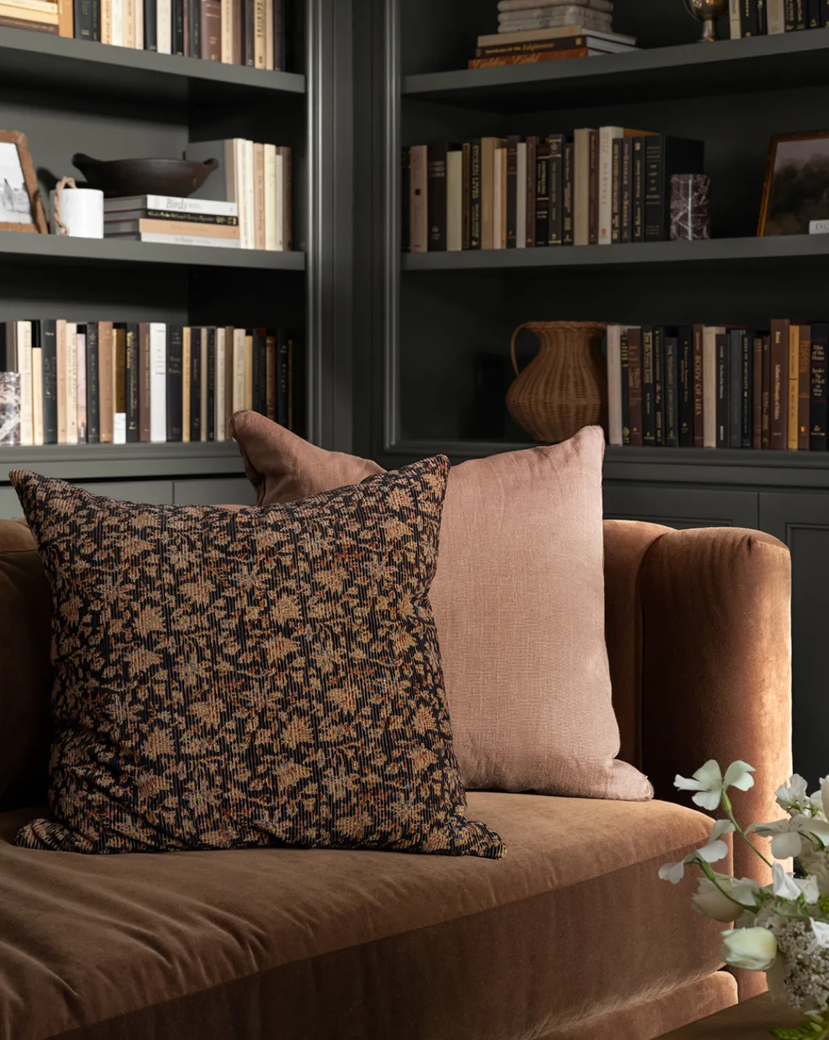 Isolde Velvet Block Print Pillow Cover