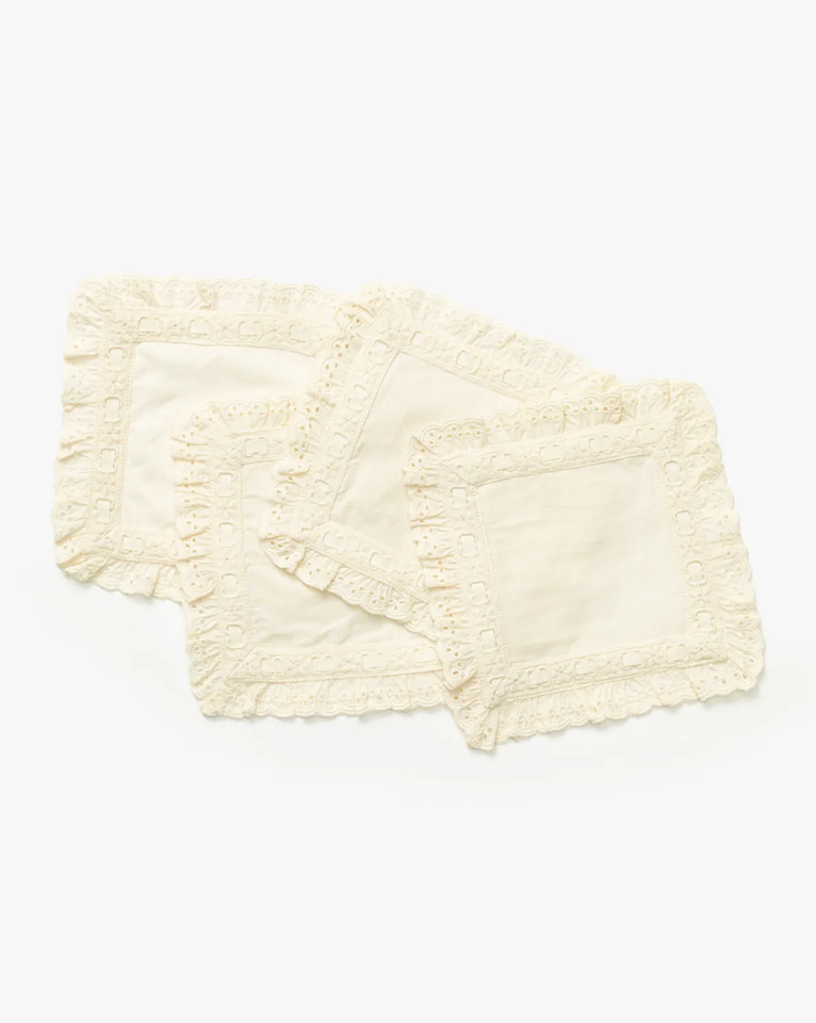 Lace Trim Cocktail Napkins (Set of 4)