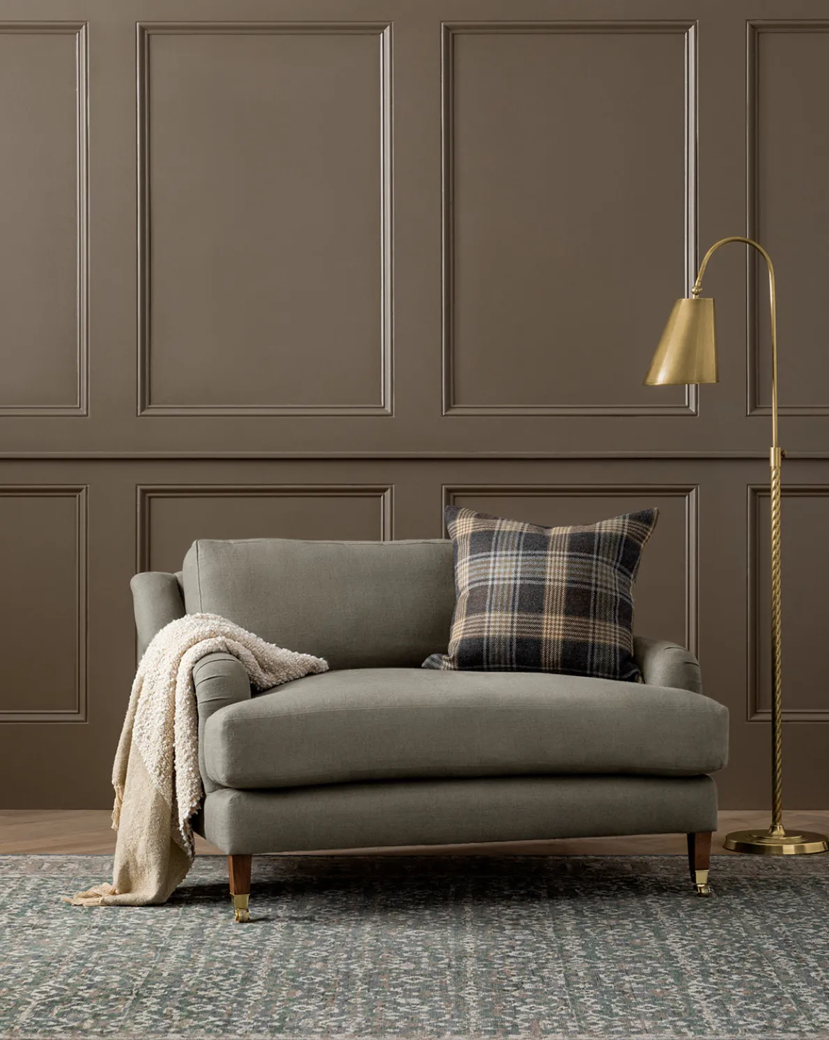 Lucille English Roll Arm Chair and a Half