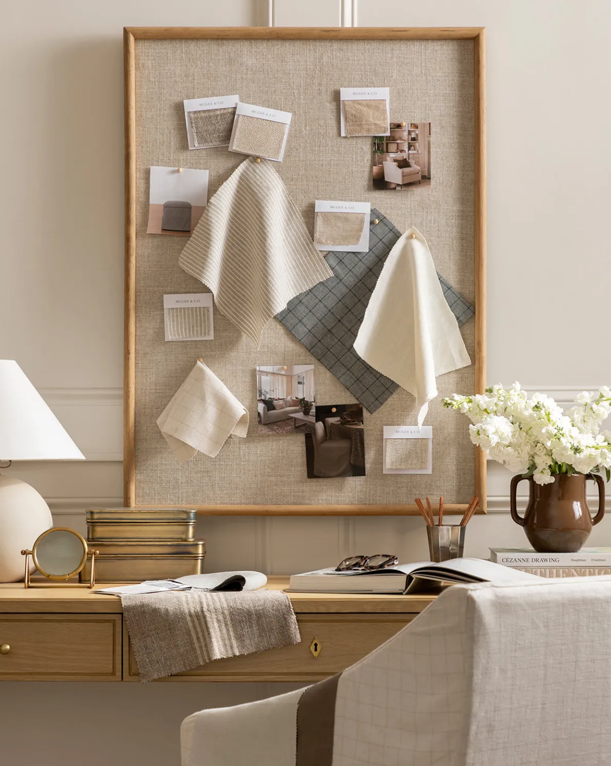 Oak & Linen Memo Board