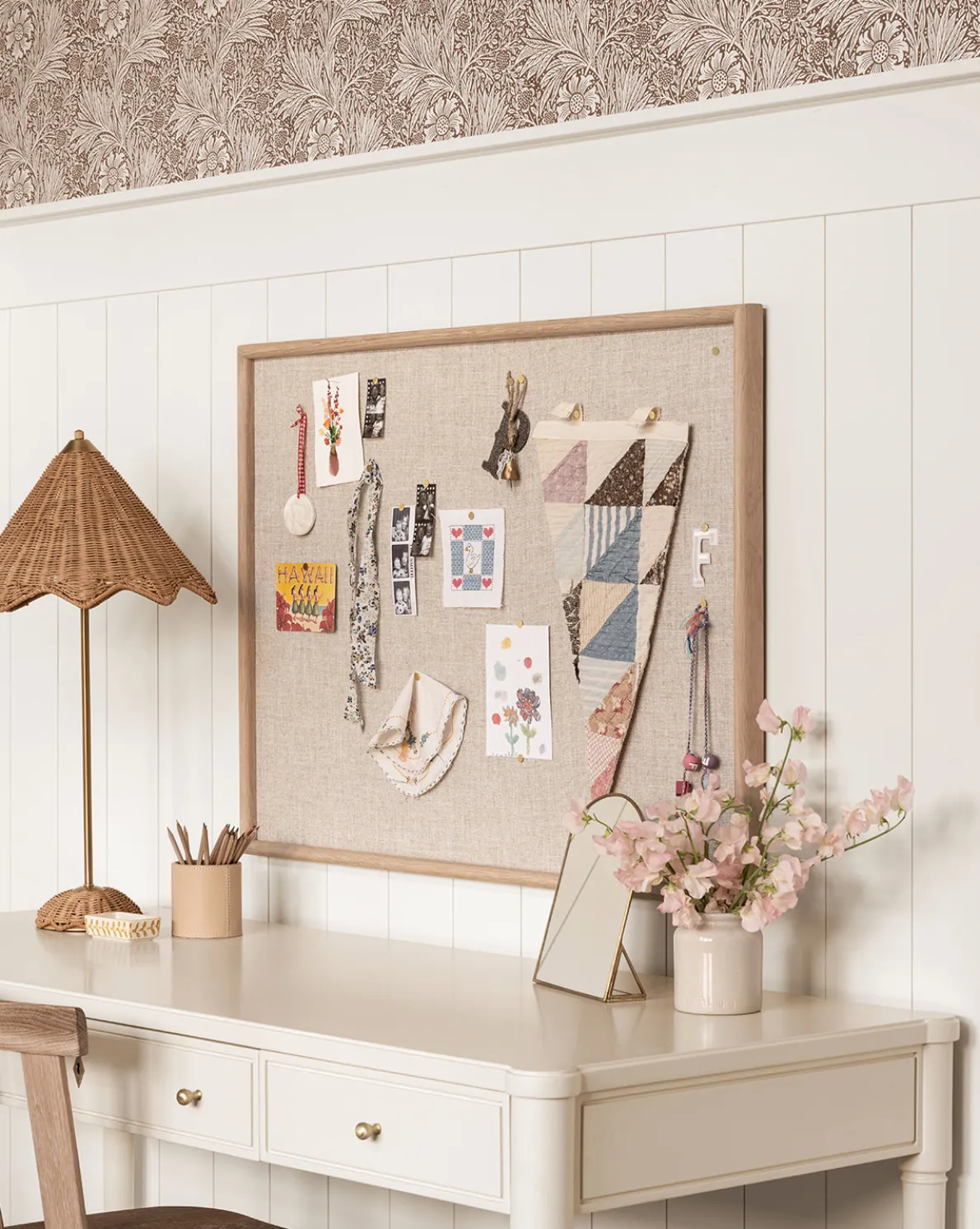 Oak & Linen Memo Board