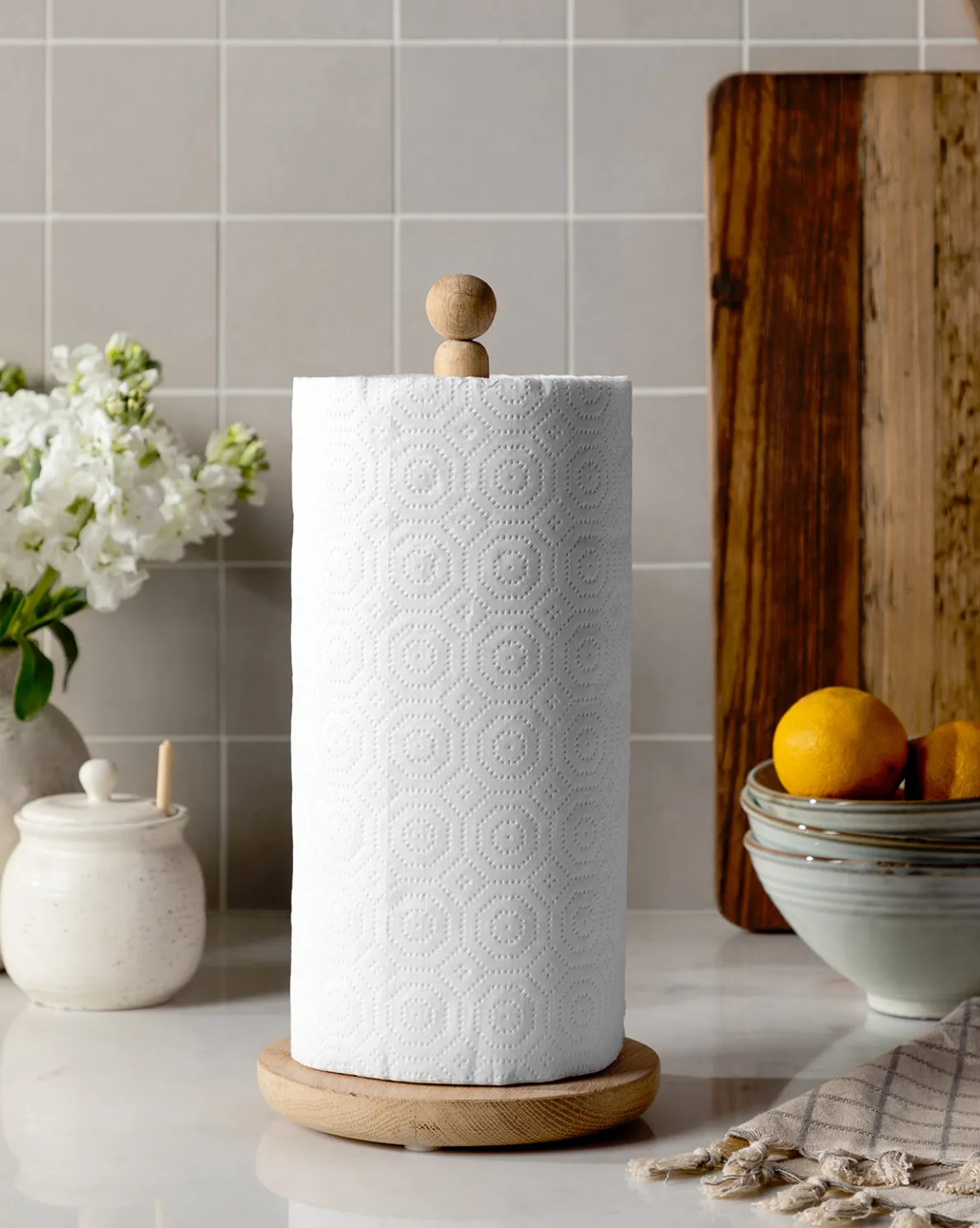 Oak Paper Towel Holder