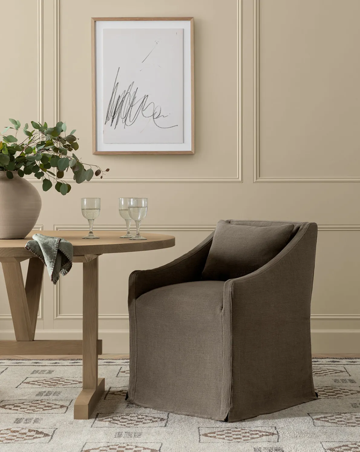 Olivier Slipcover Dining Arm Chair