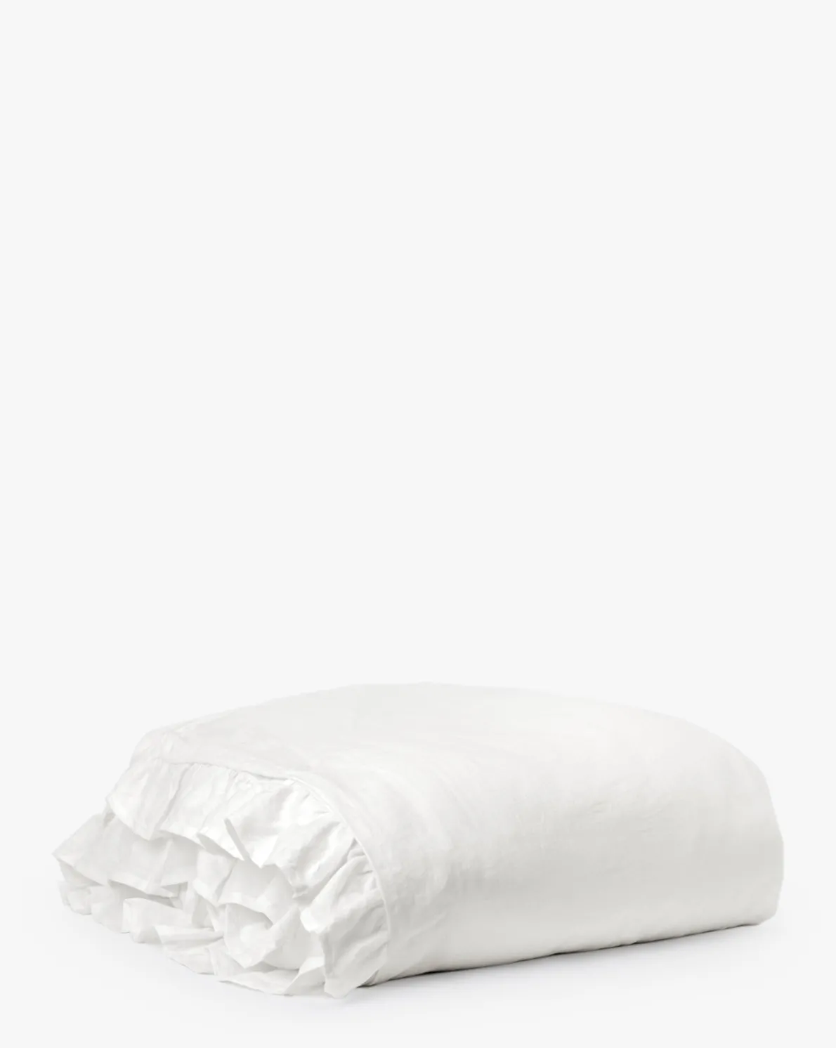 Ruffle White Linen Duvet Cover