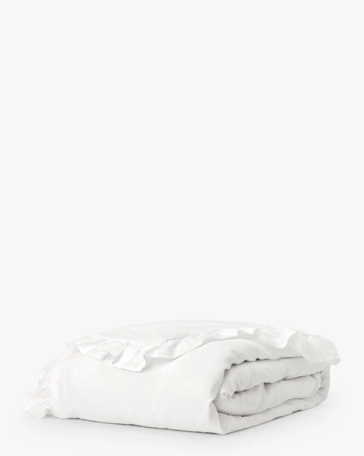 Ruffle White Linen Duvet Cover