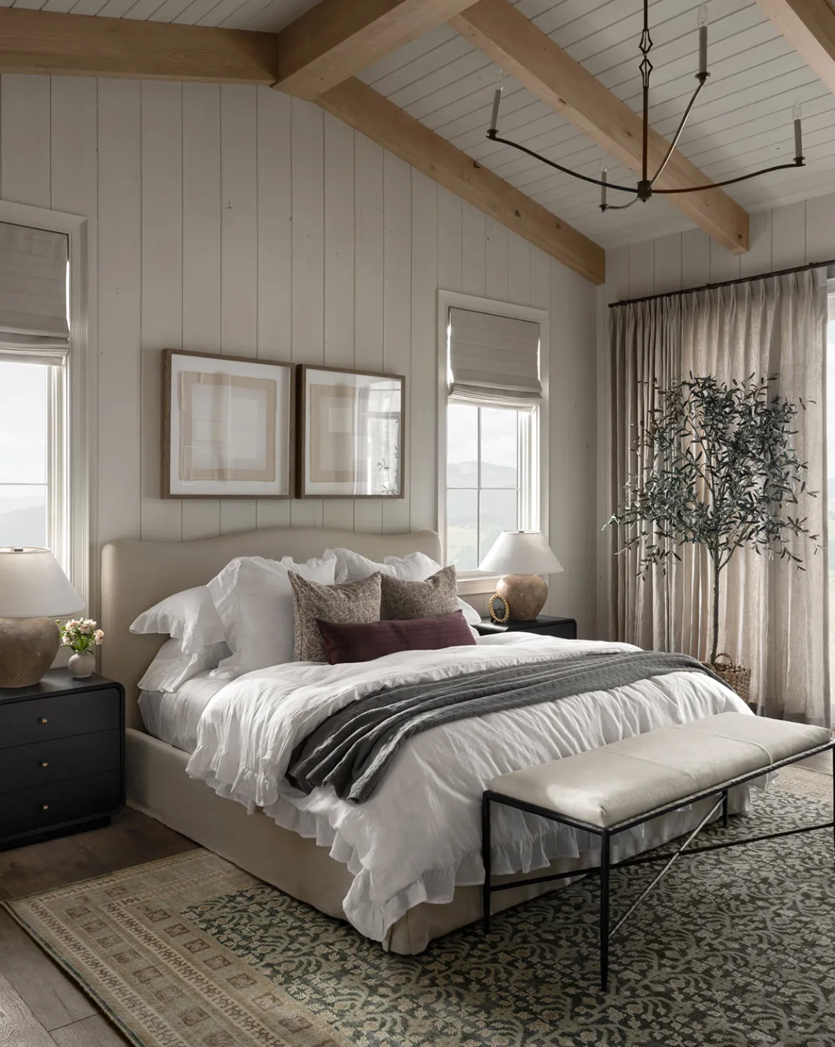 Ruffle White Linen Duvet Cover