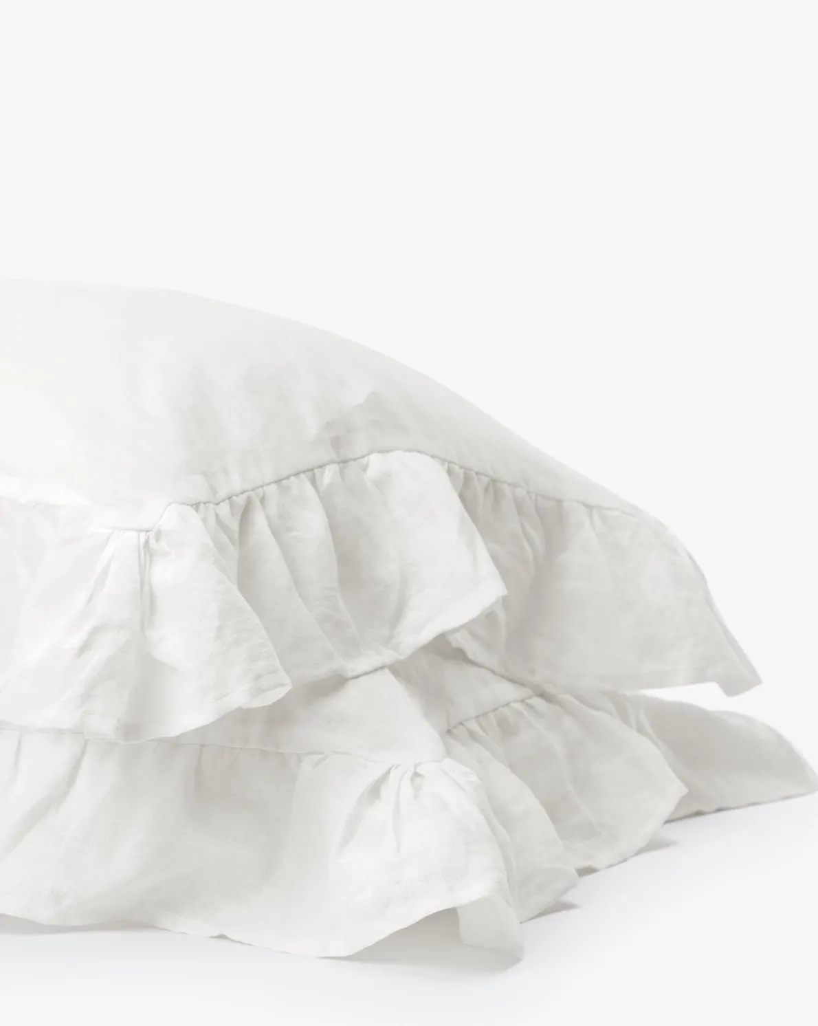 Ruffle White Linen Shams (Set of 2)