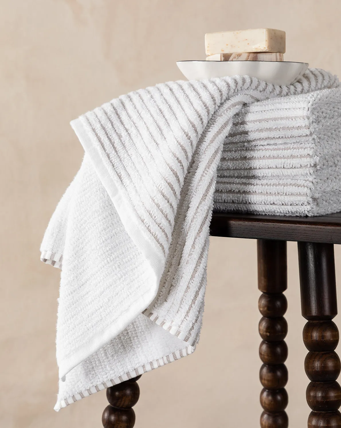 Taupe Striped Bath Collection