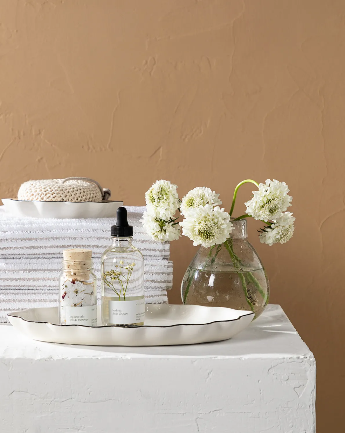 Taupe Striped Bath Collection