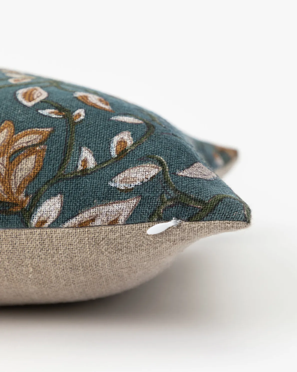 Teal Lotus Floral Pillow Cover