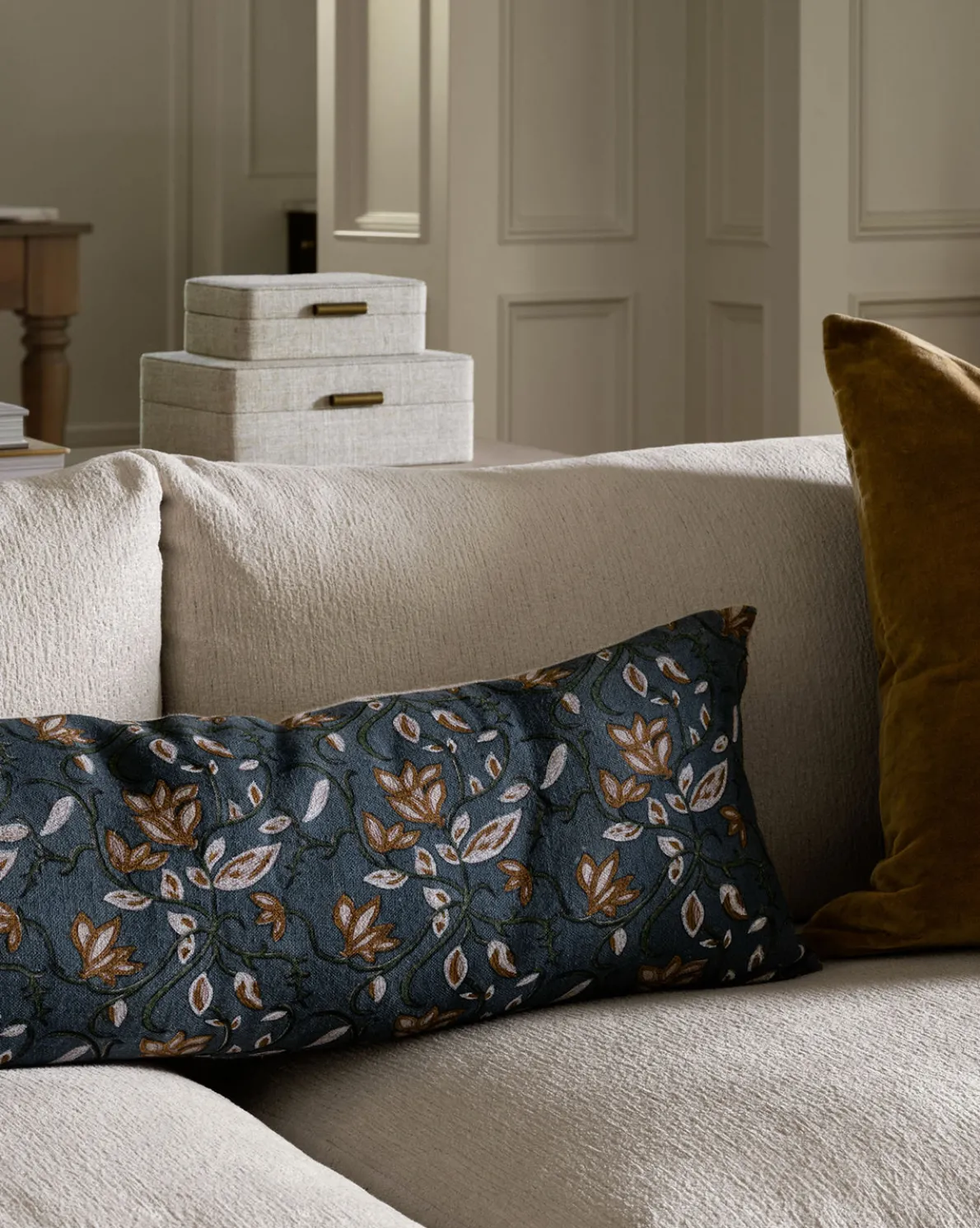 Teal Lotus Floral Pillow Cover