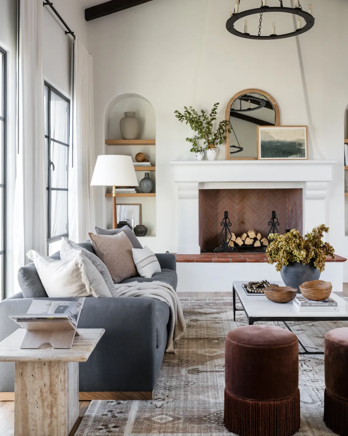 Travertine Side Table