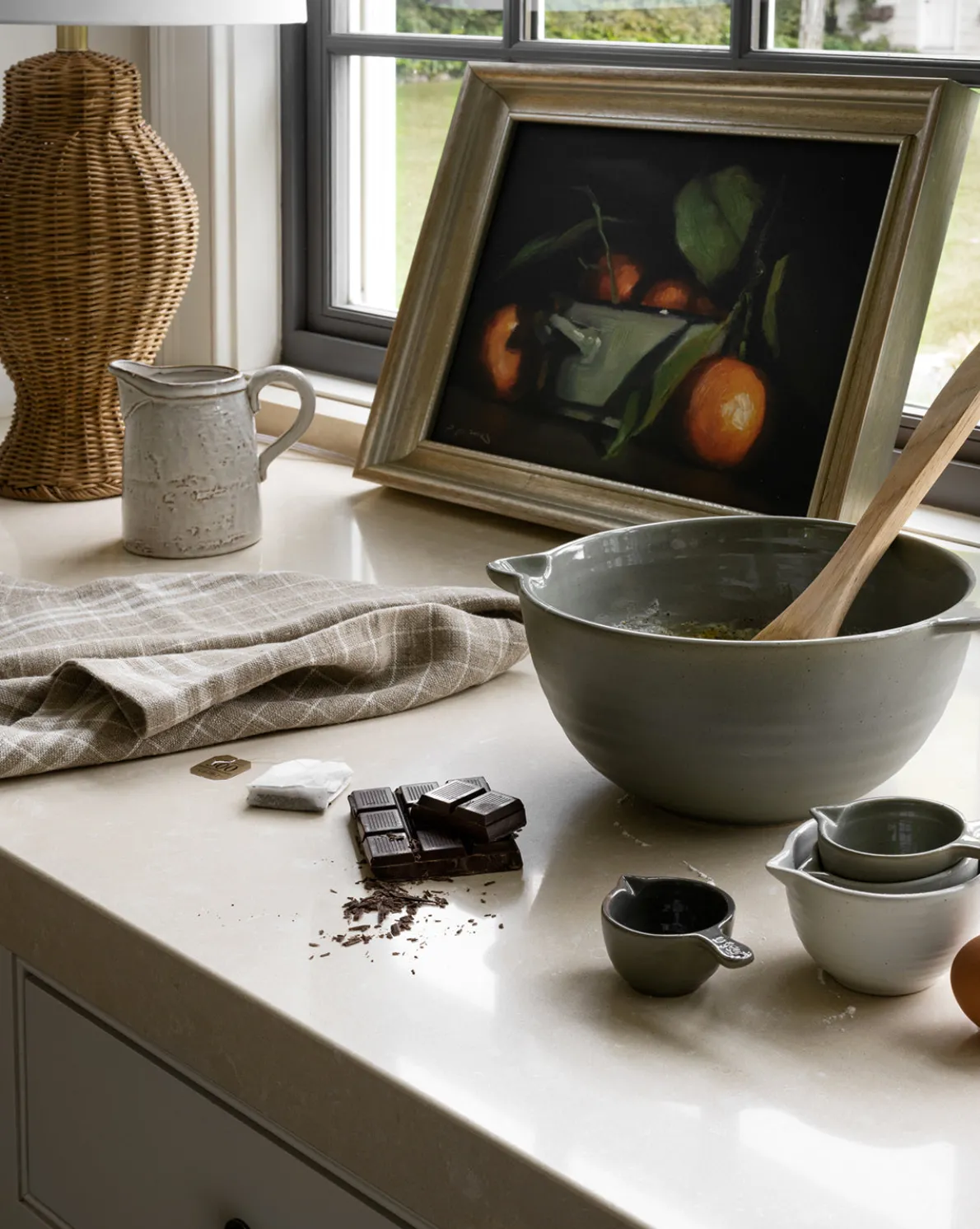 White Stoneware Pitcher
