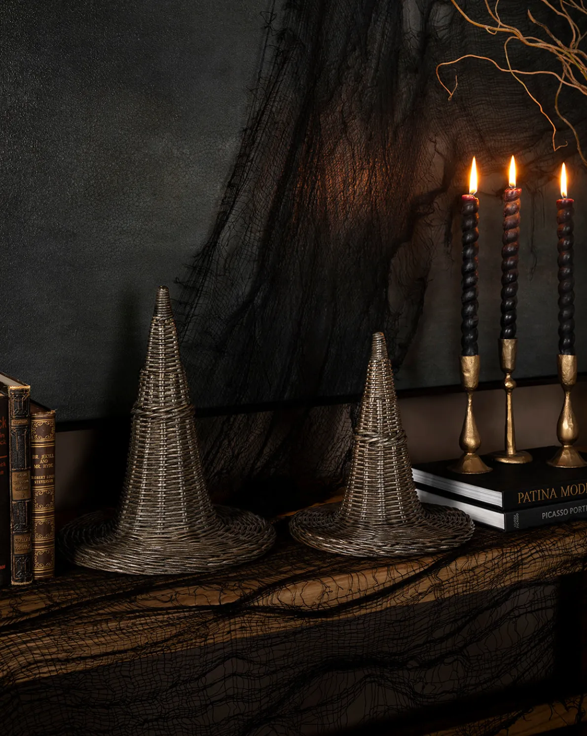 Wicker Witch Hats (Set of 2)