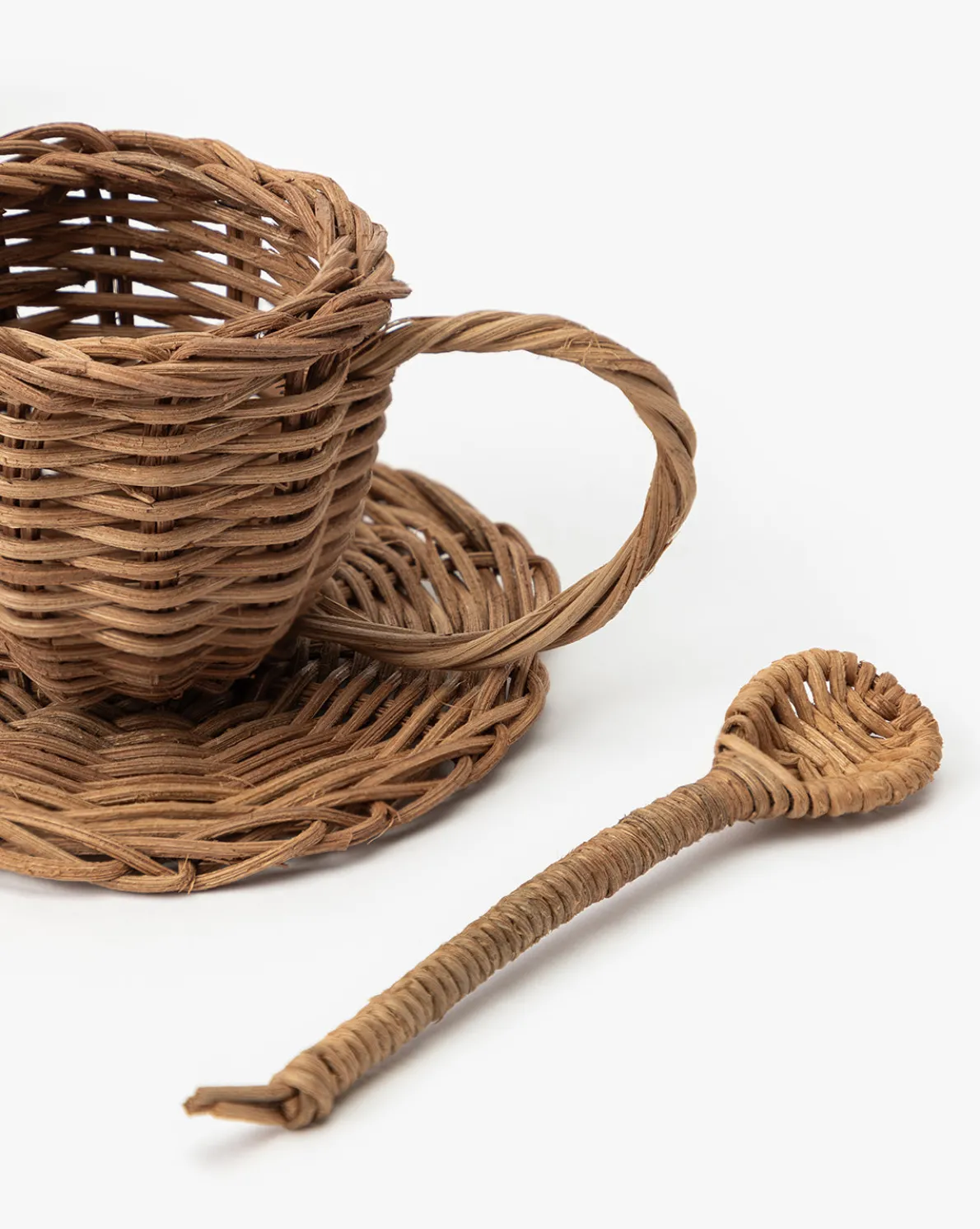 Woven Rattan Play Tea Set (Set of 7)